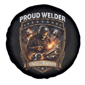 Proud Welder Whatever It Takes Spare Tire Cover Vintage Mechanic Workwear