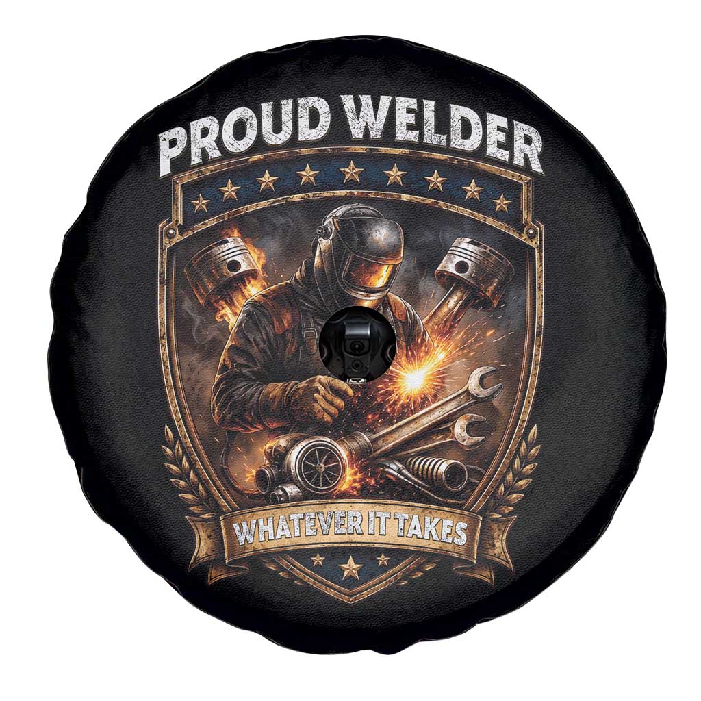 Proud Welder Whatever It Takes Spare Tire Cover Vintage Mechanic Workwear