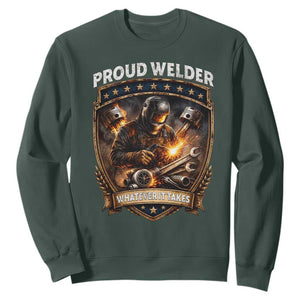 Proud Welder Whatever It Takes Sweatshirt Vintage Mechanic Workwear TS12 Dark Forest Green Print Your Wear