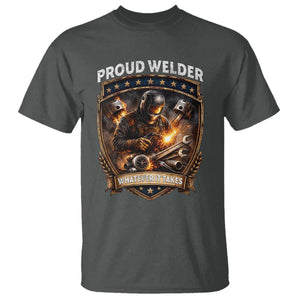Proud Welder Whatever It Takes T Shirt Vintage Mechanic Workwear TS12 Dark Heather Print Your Wear