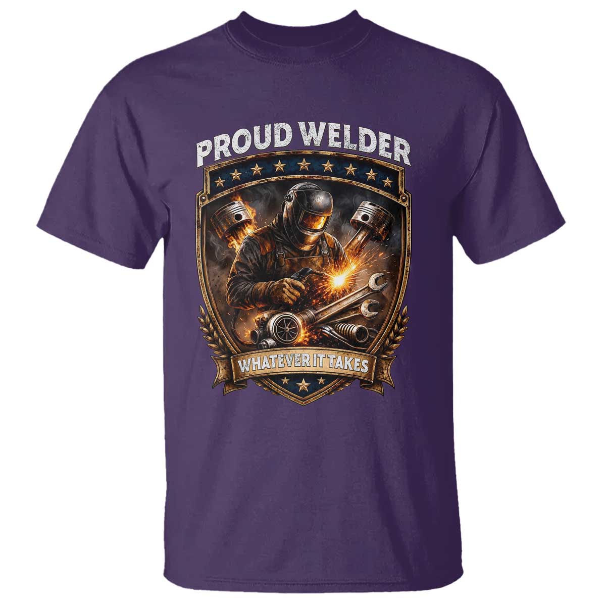 Proud Welder Whatever It Takes T Shirt Vintage Mechanic Workwear TS12 Purple Print Your Wear