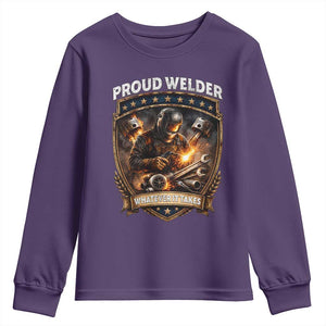 Proud Welder Whatever It Takes Youth Sweatshirt Vintage Mechanic Workwear TS12 Purple Print Your Wear