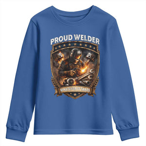 Proud Welder Whatever It Takes Youth Sweatshirt Vintage Mechanic Workwear TS12 Royal Blue Print Your Wear