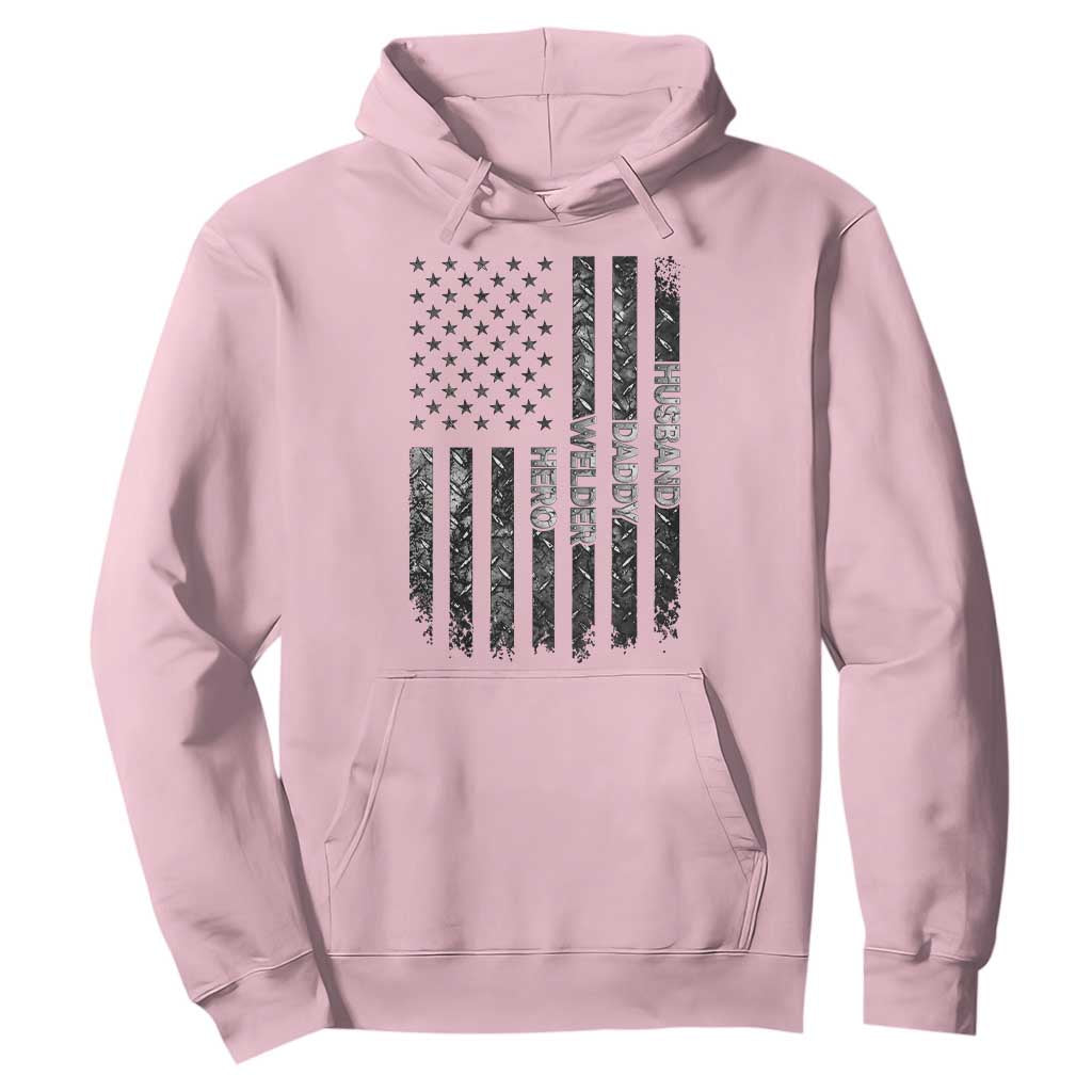Husband Daddy Welder Hero Hoodie Patriotic Welding American Flag Graphic TS12 Light Pink Print Your Wear