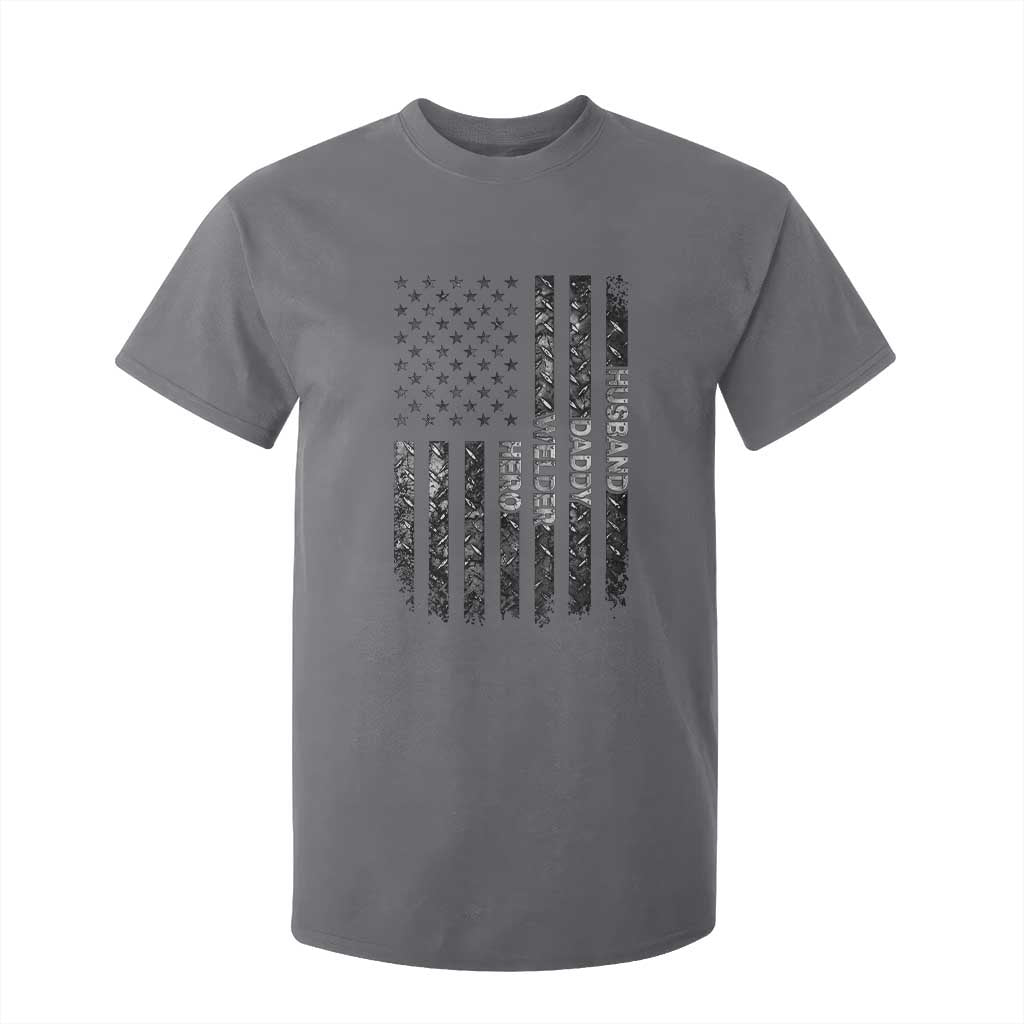Husband Daddy Welder Hero T Shirt For Kid Patriotic Welding American Flag Graphic