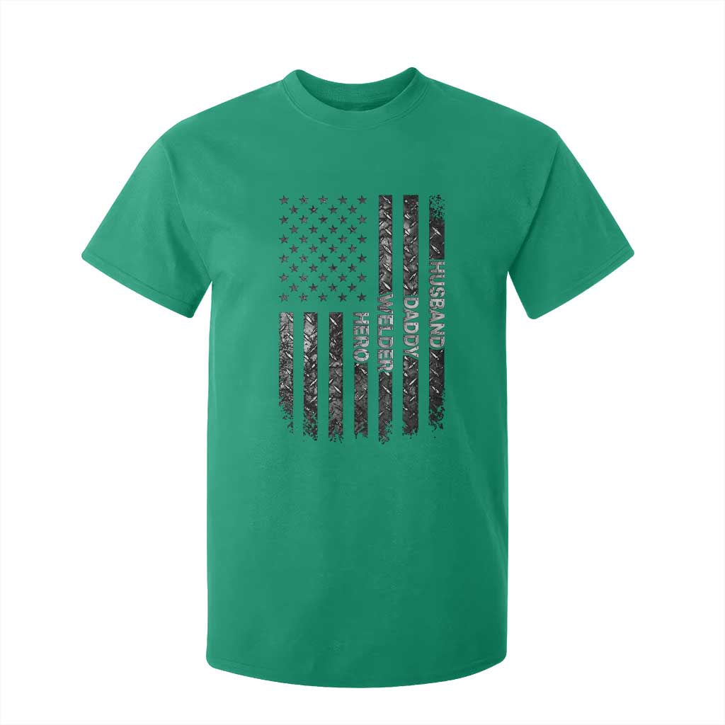 Husband Daddy Welder Hero T Shirt For Kid Patriotic Welding American Flag Graphic