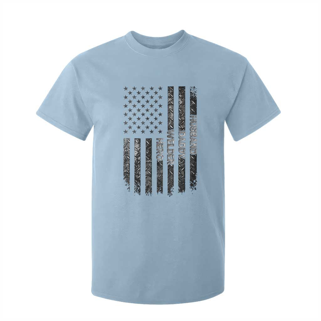 Husband Daddy Welder Hero T Shirt For Kid Patriotic Welding American Flag Graphic