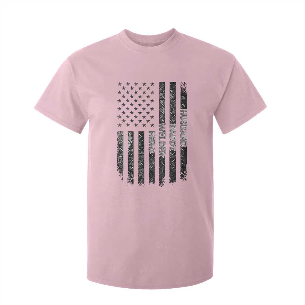 Husband Daddy Welder Hero T Shirt For Kid Patriotic Welding American Flag Graphic