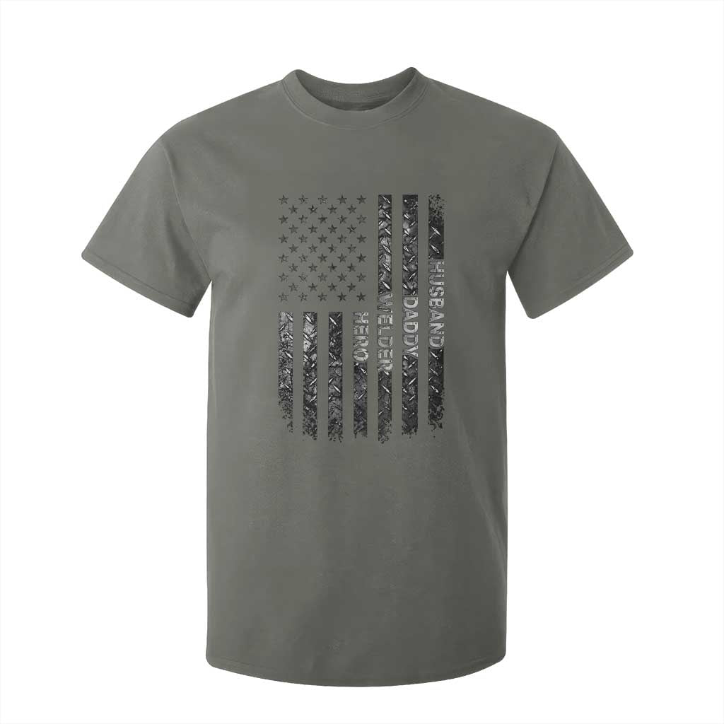 Husband Daddy Welder Hero T Shirt For Kid Patriotic Welding American Flag Graphic