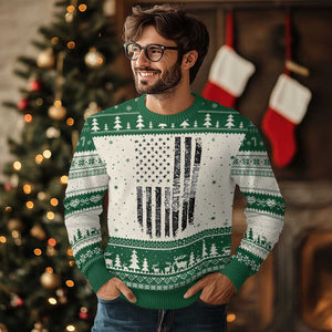 Husband Daddy Welder Hero Ugly Christmas Sweater Patriotic Welding American Flag Graphic TS12 Beige Green Print Your Wear