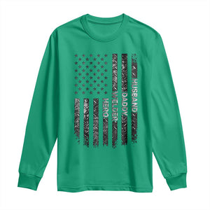 Husband Daddy Welder Hero Long Sleeve Shirt Patriotic Welding American Flag Graphic TS12 Irish Green Print Your Wear