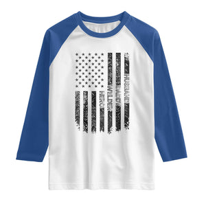 Husband Daddy Welder Hero Raglan Shirt Patriotic Welding American Flag Graphic TS12 White Royal Print Your Wear
