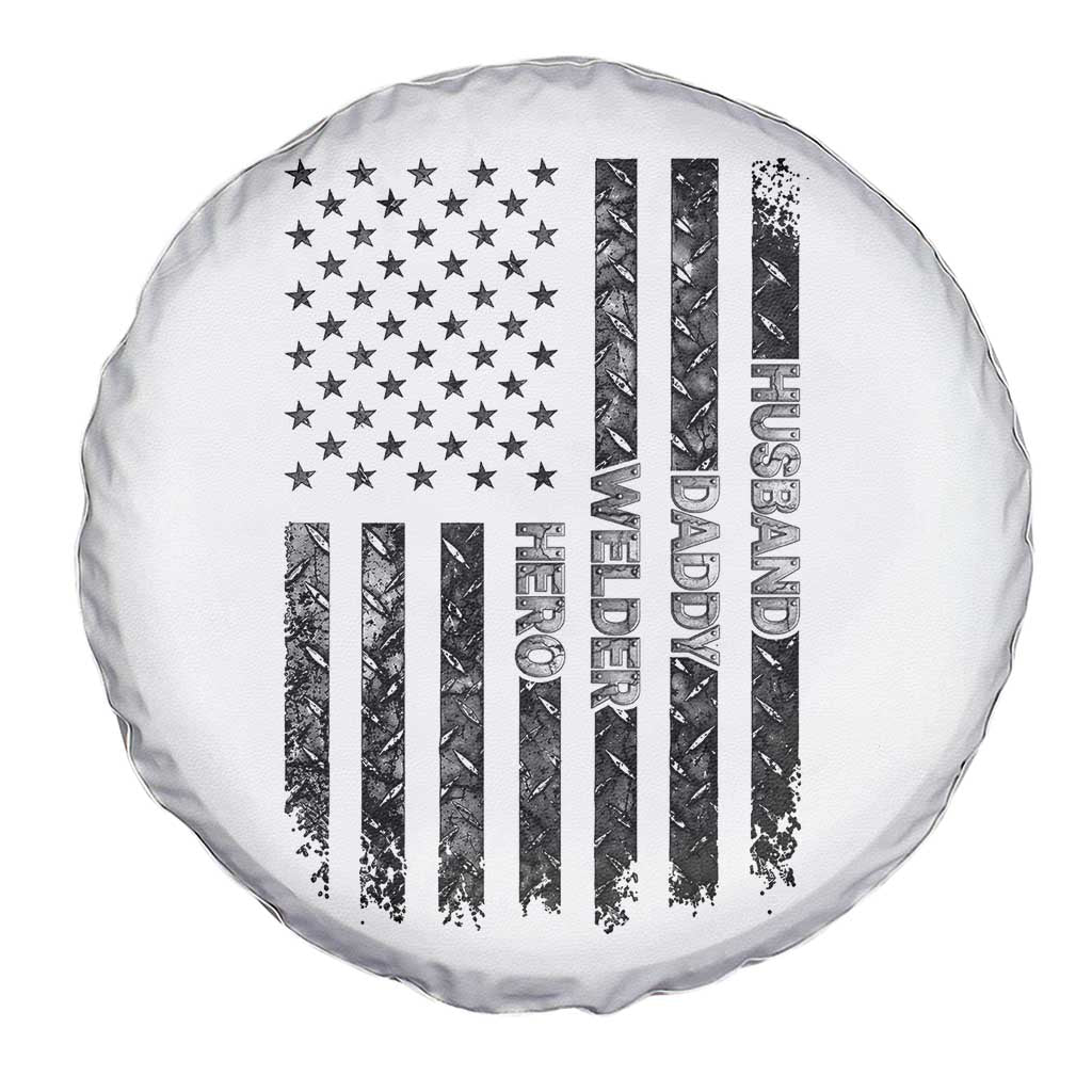 Husband Daddy Welder Hero Spare Tire Cover Patriotic Welding American Flag Graphic TS12 Print Your Wear