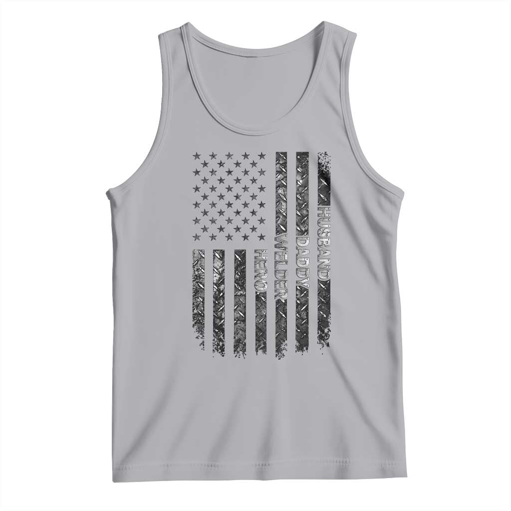 Husband Daddy Welder Hero Tank Top Patriotic Welding American Flag Graphic TS12 Athletic Heather Print Your Wear