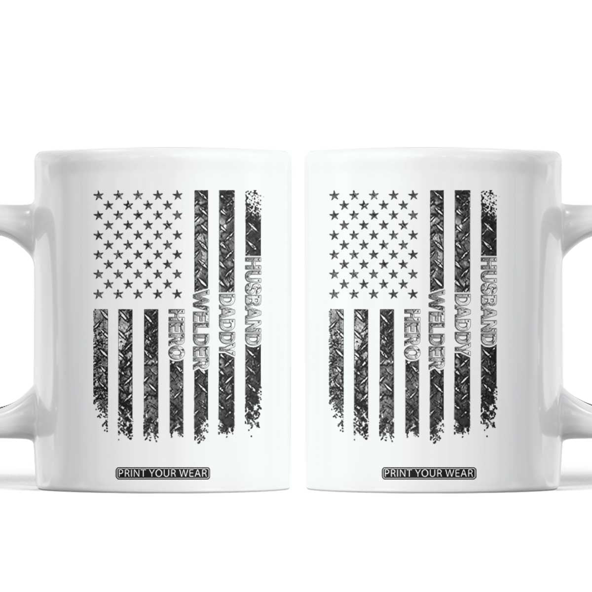 Husband Daddy Welder Hero Coffee Mug Patriotic Welding American Flag Graphic