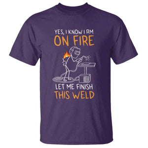 Funny Stickman Welder I Know I Am On Fire T Shirt Metal Worker Gift TS12 Purple Print Your Wear