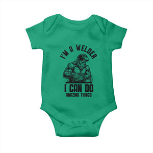 Funny Bigfoot Welder Baby Onesie I Can Do Amazing Things TS12 Irish Green Print Your Wear