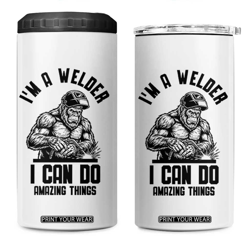 Funny Bigfoot Welder 4 in 1 Can Cooler Tumbler I Can Do Amazing Things TS12 One Size: 16 oz White Print Your Wear