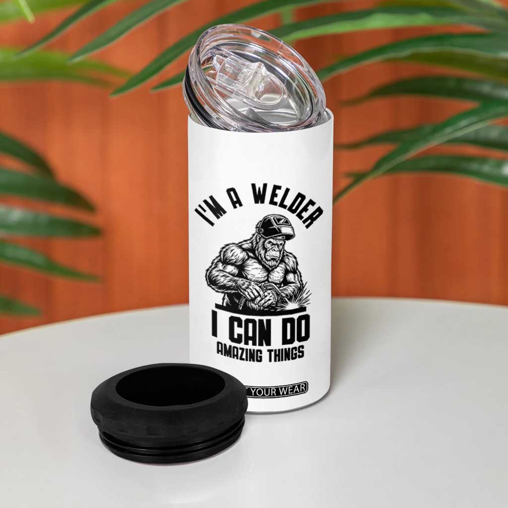 Funny Bigfoot Welder 4 in 1 Can Cooler Tumbler I Can Do Amazing Things TS12 Print Your Wear