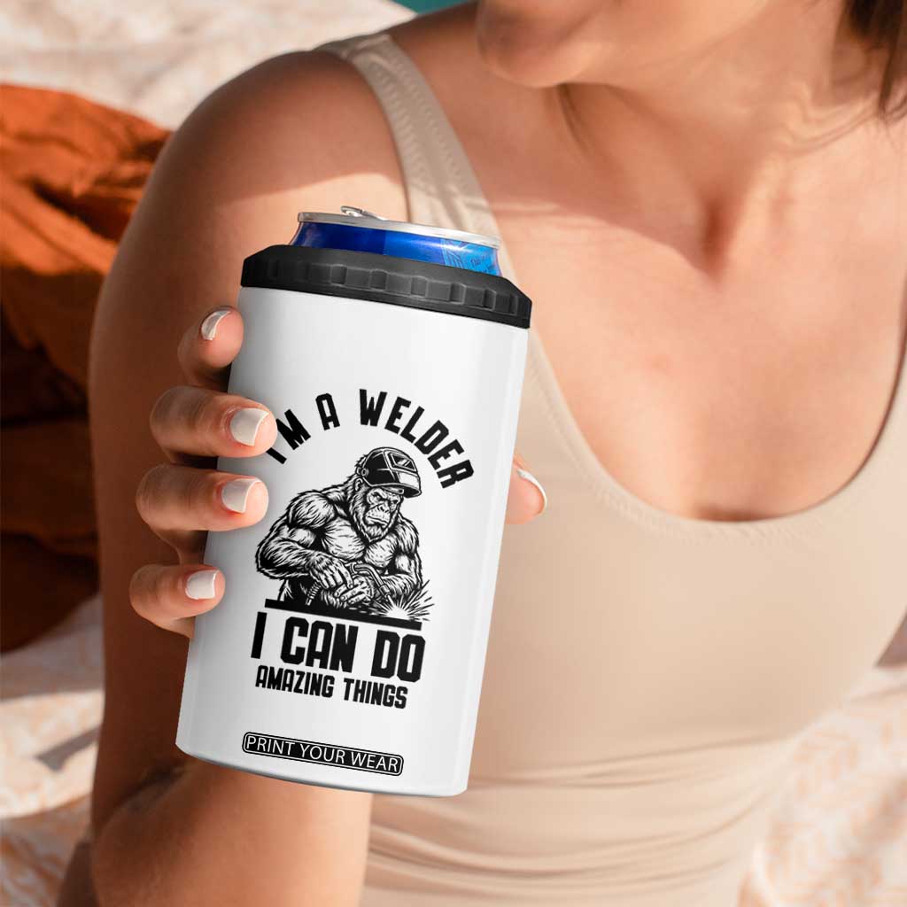 Funny Bigfoot Welder 4 in 1 Can Cooler Tumbler I Can Do Amazing Things TS12 Print Your Wear