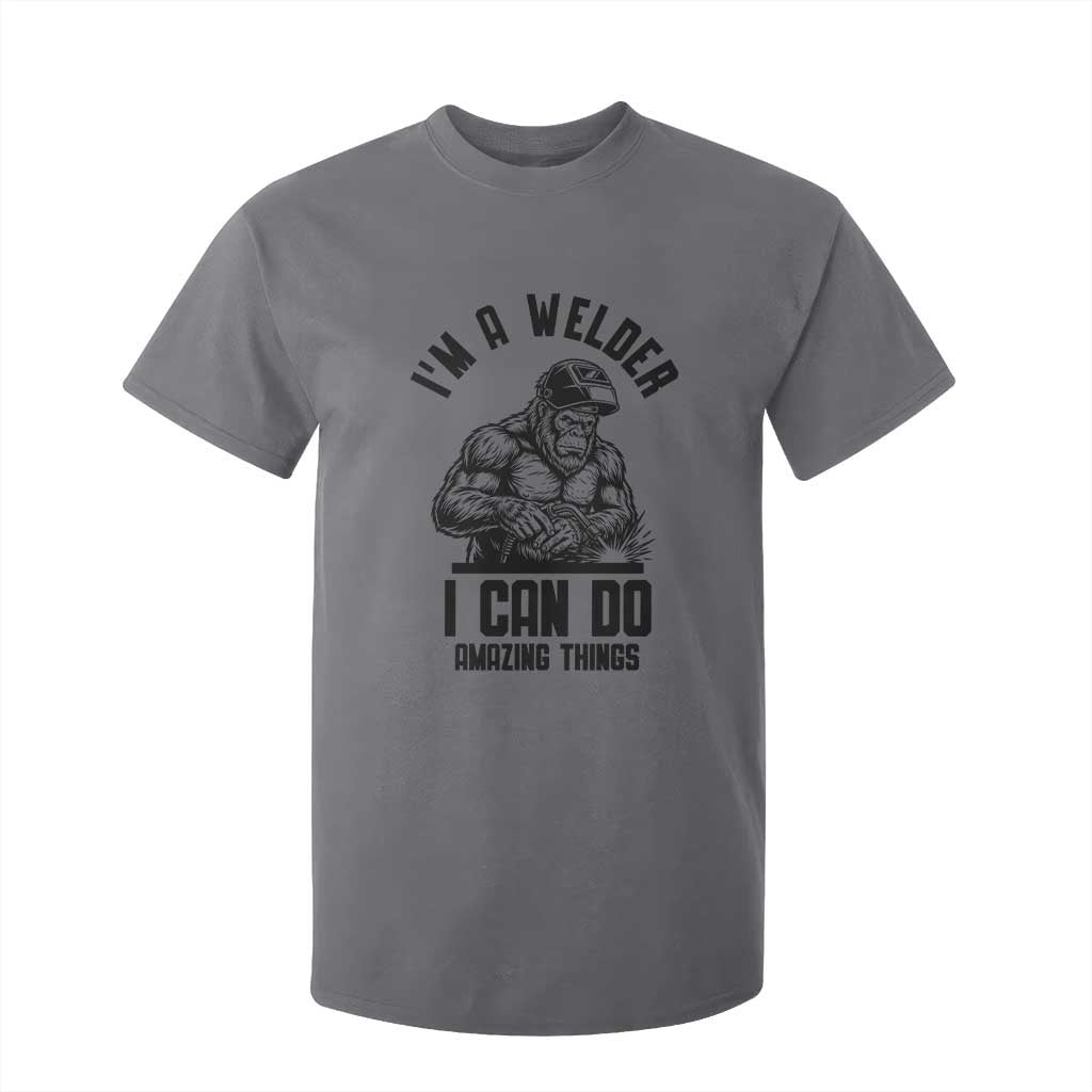 Funny Bigfoot Welder T Shirt For Kid I Can Do Amazing Things TS12 Charcoal Print Your Wear