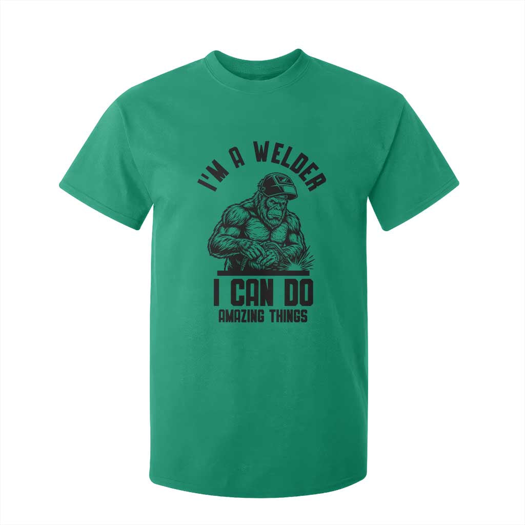 Funny Bigfoot Welder T Shirt For Kid I Can Do Amazing Things TS12 Irish Green Print Your Wear
