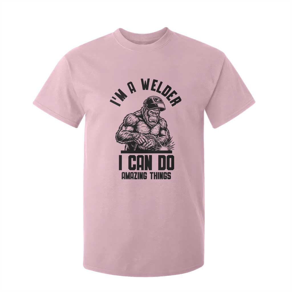 Funny Bigfoot Welder T Shirt For Kid I Can Do Amazing Things TS12 Light Pink Print Your Wear