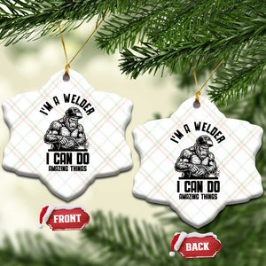 Funny Bigfoot Welder Ceramic Ornament I Can Do Amazing Things
