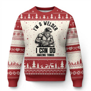 Funny Bigfoot Welder Ugly Christmas Sweater I Can Do Amazing Things