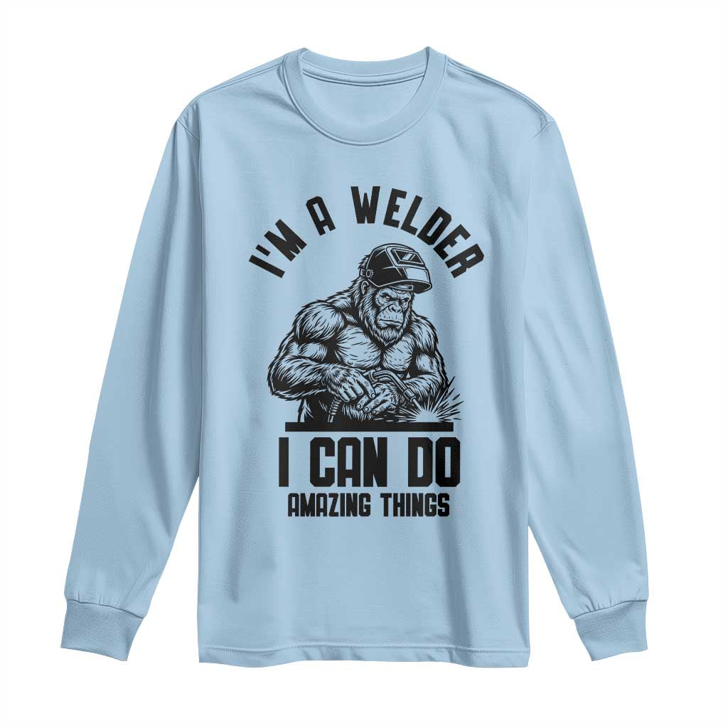 Funny Bigfoot Welder Long Sleeve Shirt I Can Do Amazing Things