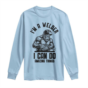 Funny Bigfoot Welder Long Sleeve Shirt I Can Do Amazing Things