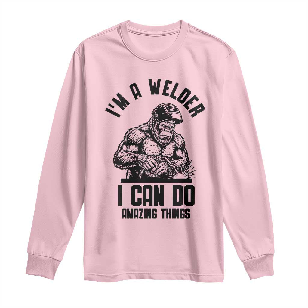 Funny Bigfoot Welder Long Sleeve Shirt I Can Do Amazing Things
