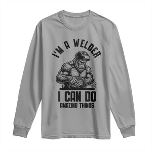 Funny Bigfoot Welder Long Sleeve Shirt I Can Do Amazing Things
