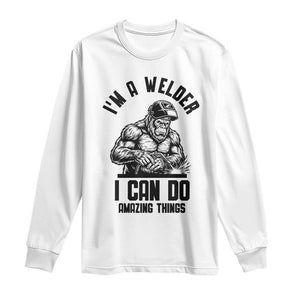 Funny Bigfoot Welder Long Sleeve Shirt I Can Do Amazing Things
