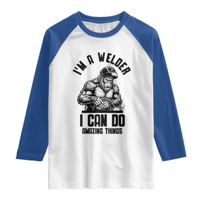 Funny Bigfoot Welder Raglan Shirt I Can Do Amazing Things TS12 White Royal Print Your Wear