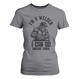 Funny Bigfoot Welder T Shirt For Women I Can Do Amazing Things TS12 Charcoal Print Your Wear