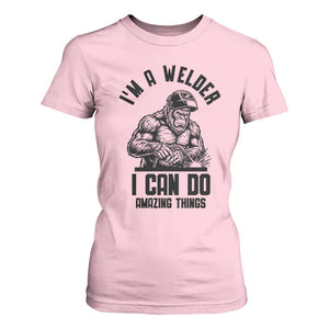 Funny Bigfoot Welder T Shirt For Women I Can Do Amazing Things TS12 Light Pink Print Your Wear