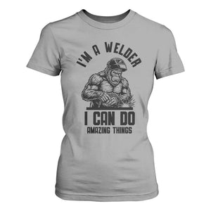 Funny Bigfoot Welder T Shirt For Women I Can Do Amazing Things TS12 Sport Gray Print Your Wear