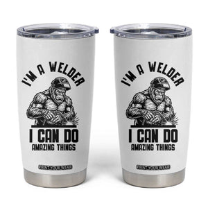 Funny Bigfoot Welder Tumbler Cup I Can Do Amazing Things
