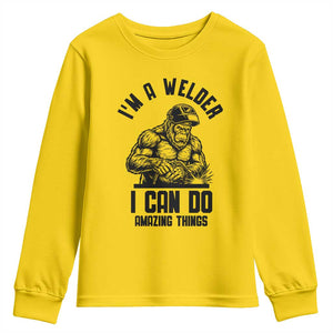 Funny Bigfoot Welder Youth Sweatshirt I Can Do Amazing Things TS12 Daisy Print Your Wear