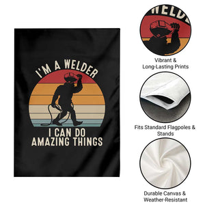 Funny Bigfoot Welding Gift Garden Flag I Can Do Amazing Things With A Welder