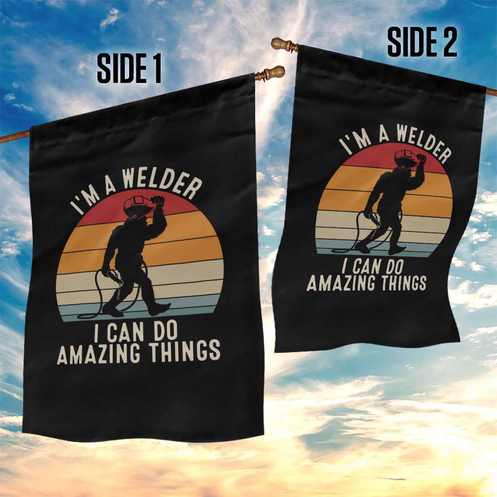 Funny Bigfoot Welding Gift Garden Flag I Can Do Amazing Things With A Welder