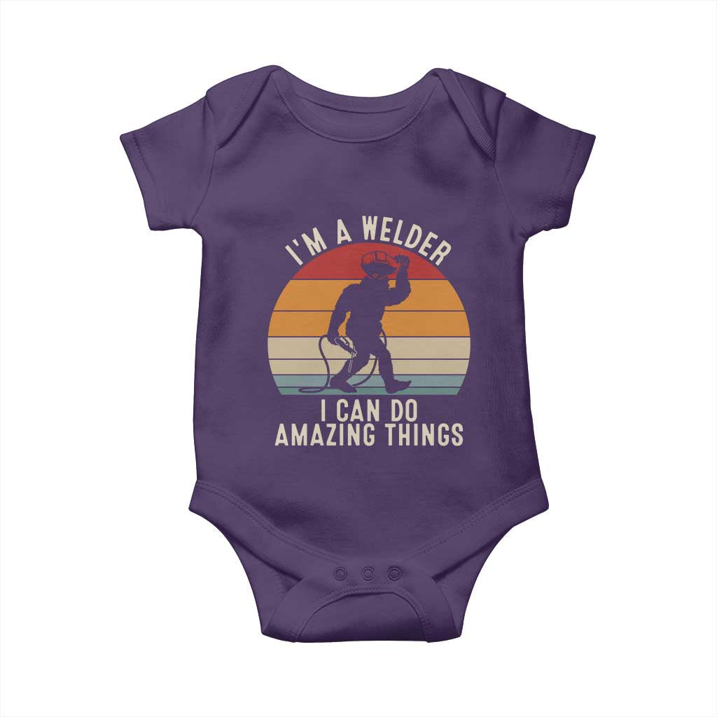 Funny Bigfoot Welding Gift Baby Onesie I Can Do Amazing Things With A Welder TS12 Purple Print Your Wear
