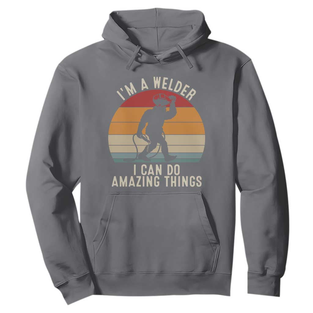 Funny Bigfoot Welding Gift Hoodie I Can Do Amazing Things With A Welder TS12 Charcoal Print Your Wear