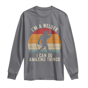 Funny Bigfoot Welding Gift Long Sleeve Shirt I Can Do Amazing Things With A Welder TS12 Charcoal Print Your Wear