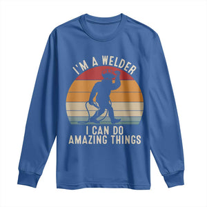 Funny Bigfoot Welding Gift Long Sleeve Shirt I Can Do Amazing Things With A Welder TS12 Royal Blue Print Your Wear