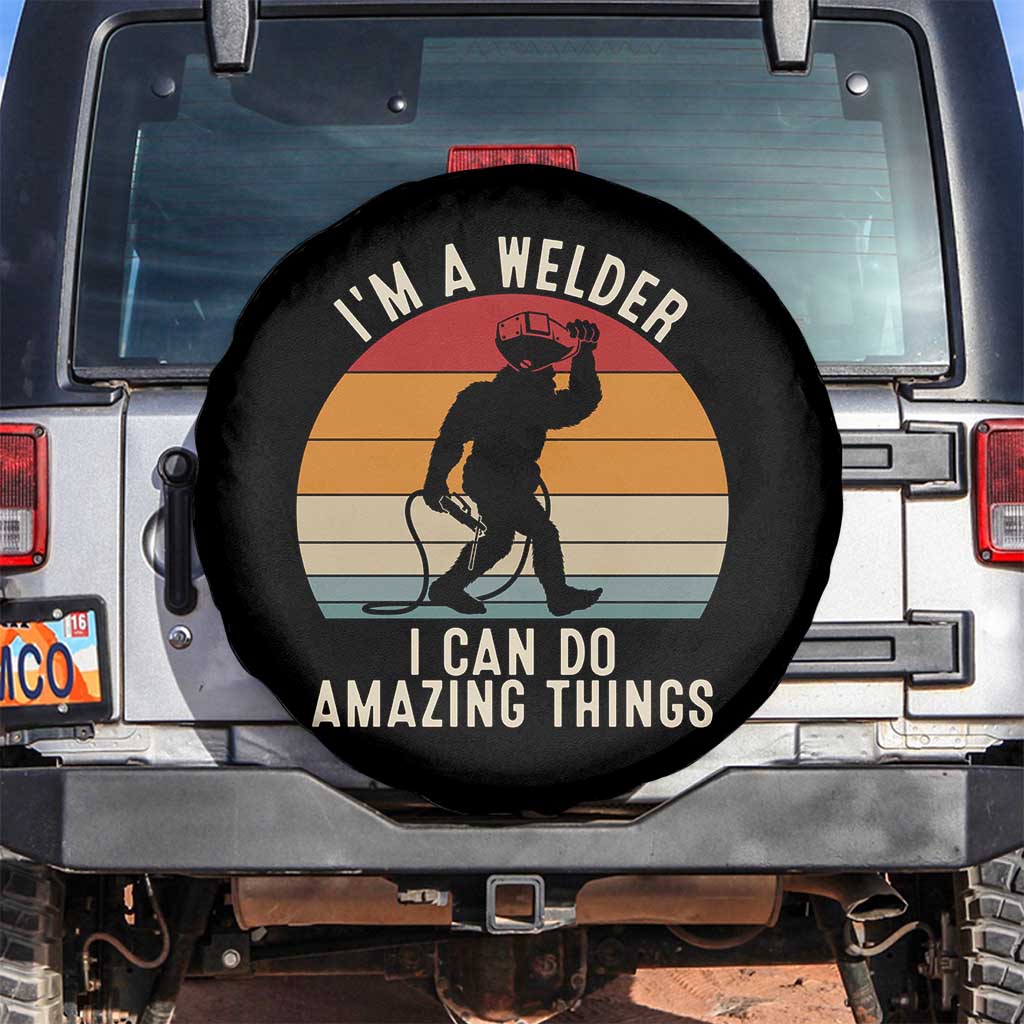 Funny Bigfoot Welding Gift Spare Tire Cover I Can Do Amazing Things With A Welder TS12 No hole Black Print Your Wear