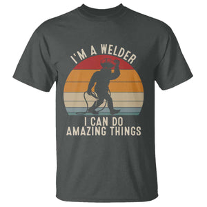 Funny Bigfoot Welding Gift T Shirt I Can Do Amazing Things With A Welder TS12 Dark Heather Print Your Wear