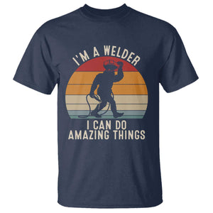 Funny Bigfoot Welding Gift T Shirt I Can Do Amazing Things With A Welder TS12 Navy Print Your Wear