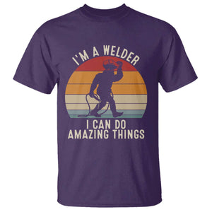 Funny Bigfoot Welding Gift T Shirt I Can Do Amazing Things With A Welder TS12 Purple Print Your Wear